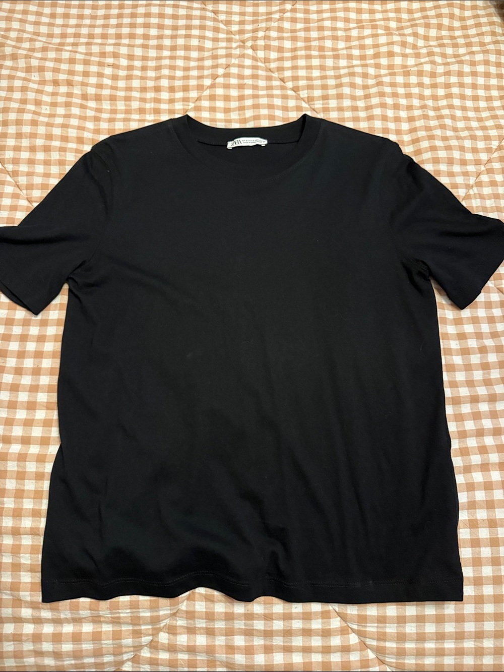 Zara Black Short Sleeve Crewneck Tee